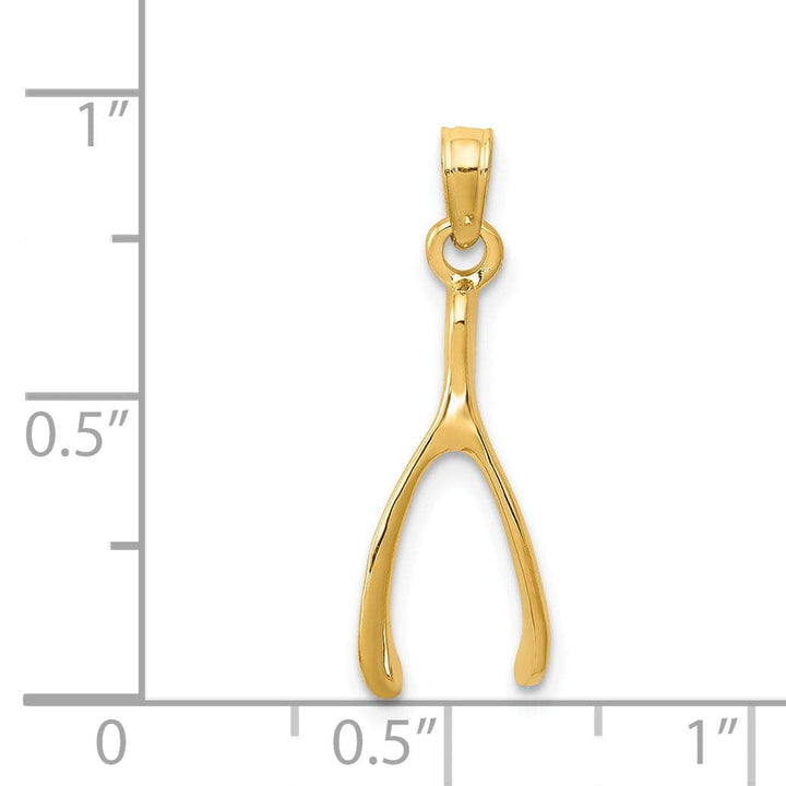 Lovely Rita's Pendants & Charms 14k Yellow Gold Polished Finish Solid Wishbone Design Charm Pendant