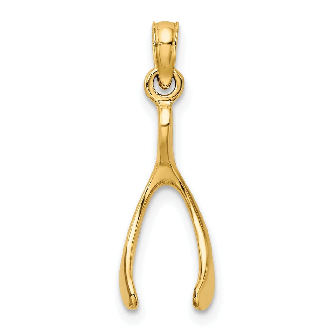 Lovely Rita's Pendants & Charms 14k Yellow Gold Polished Finish Solid Wishbone Design Charm Pendant