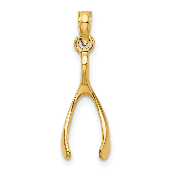 Lovely Rita's Pendants & Charms 14k Yellow Gold Polished Finish Solid Wishbone Design Charm Pendant