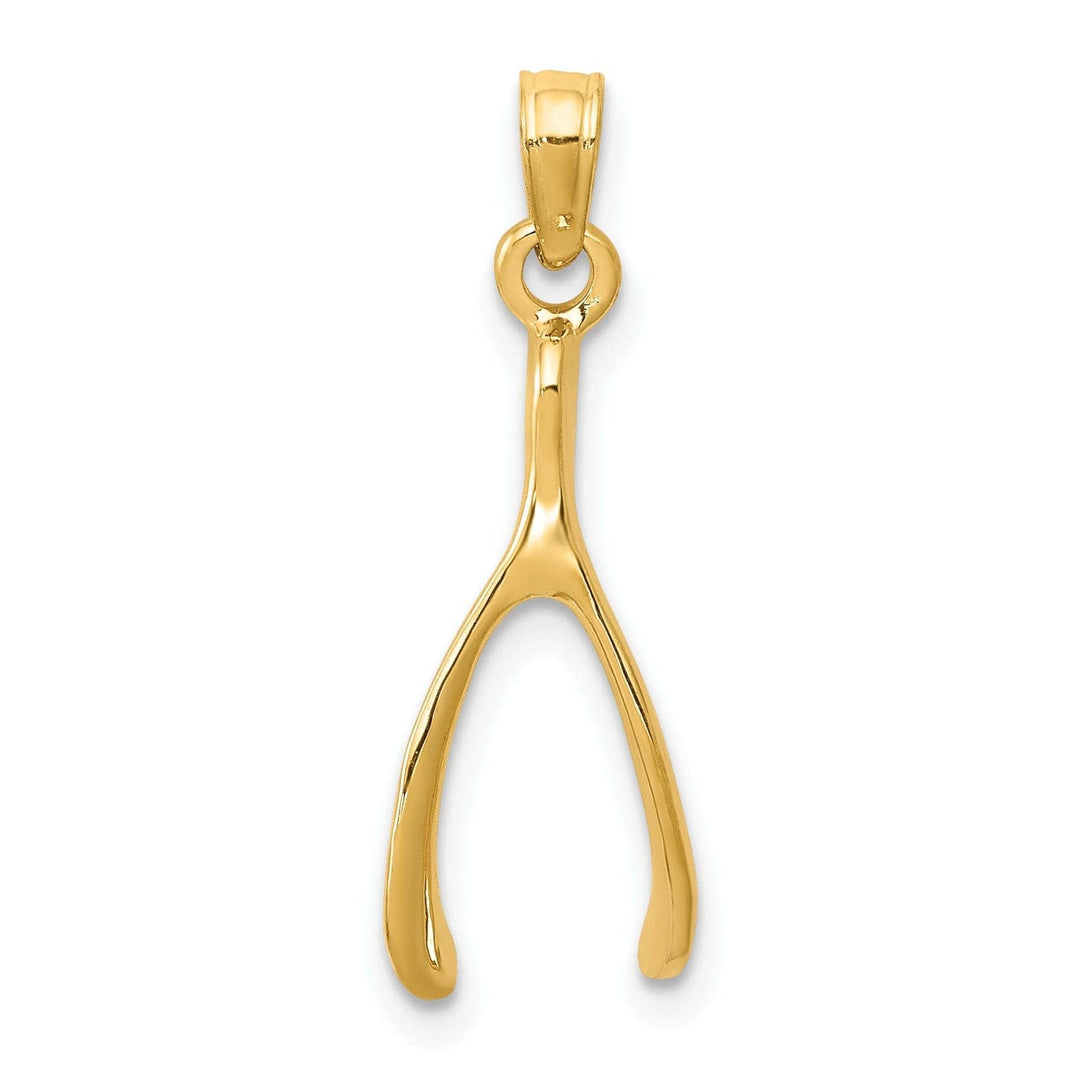 Lovely Rita's Pendants & Charms 14k Yellow Gold Polished Finish Solid Wishbone Design Charm Pendant