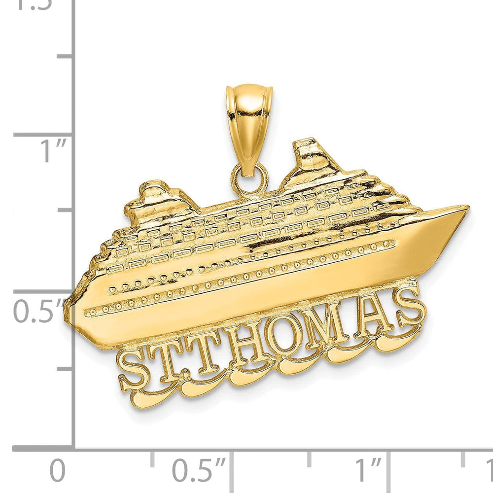Lovely Rita's Pendants & Charms 14K Yellow Gold Polished Finish ST. THOMAS Under Cruise Ship Charm Pendant