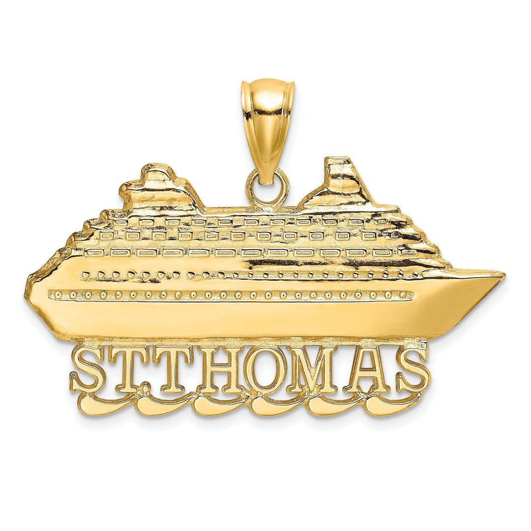 Lovely Rita's Pendants & Charms 14K Yellow Gold Polished Finish ST. THOMAS Under Cruise Ship Charm Pendant
