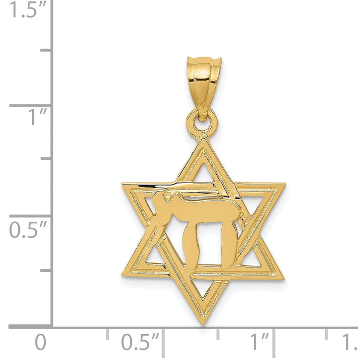 Lovely Rita's Pendants & Charms 14k Yellow Gold Polished Finish Star of David in Chai Design Pendant