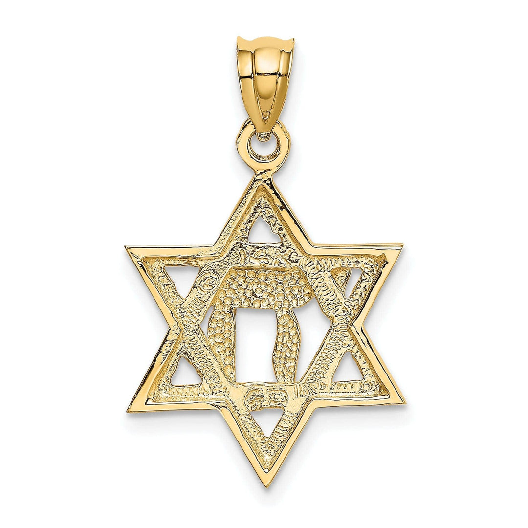 Lovely Rita's Pendants & Charms 14k Yellow Gold Polished Finish Star of David in Chai Design Pendant