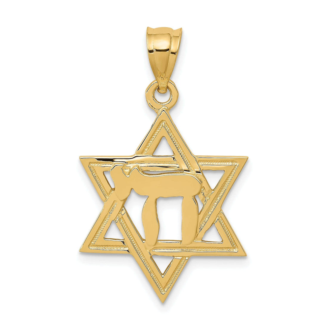Lovely Rita's Pendants & Charms 14k Yellow Gold Polished Finish Star of David in Chai Design Pendant