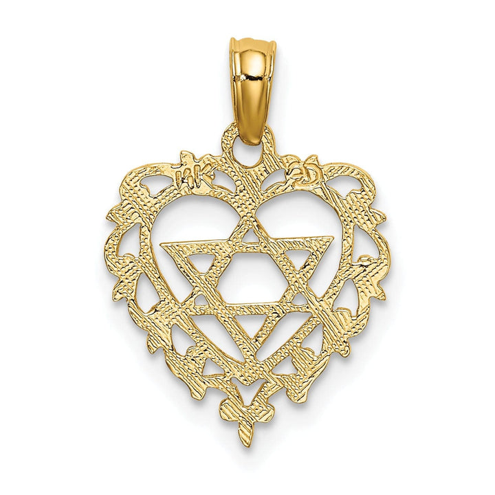 Lovely Rita's Pendants & Charms 14K Yellow Gold Polished Finish Star Of David In Heart Shape Pendant