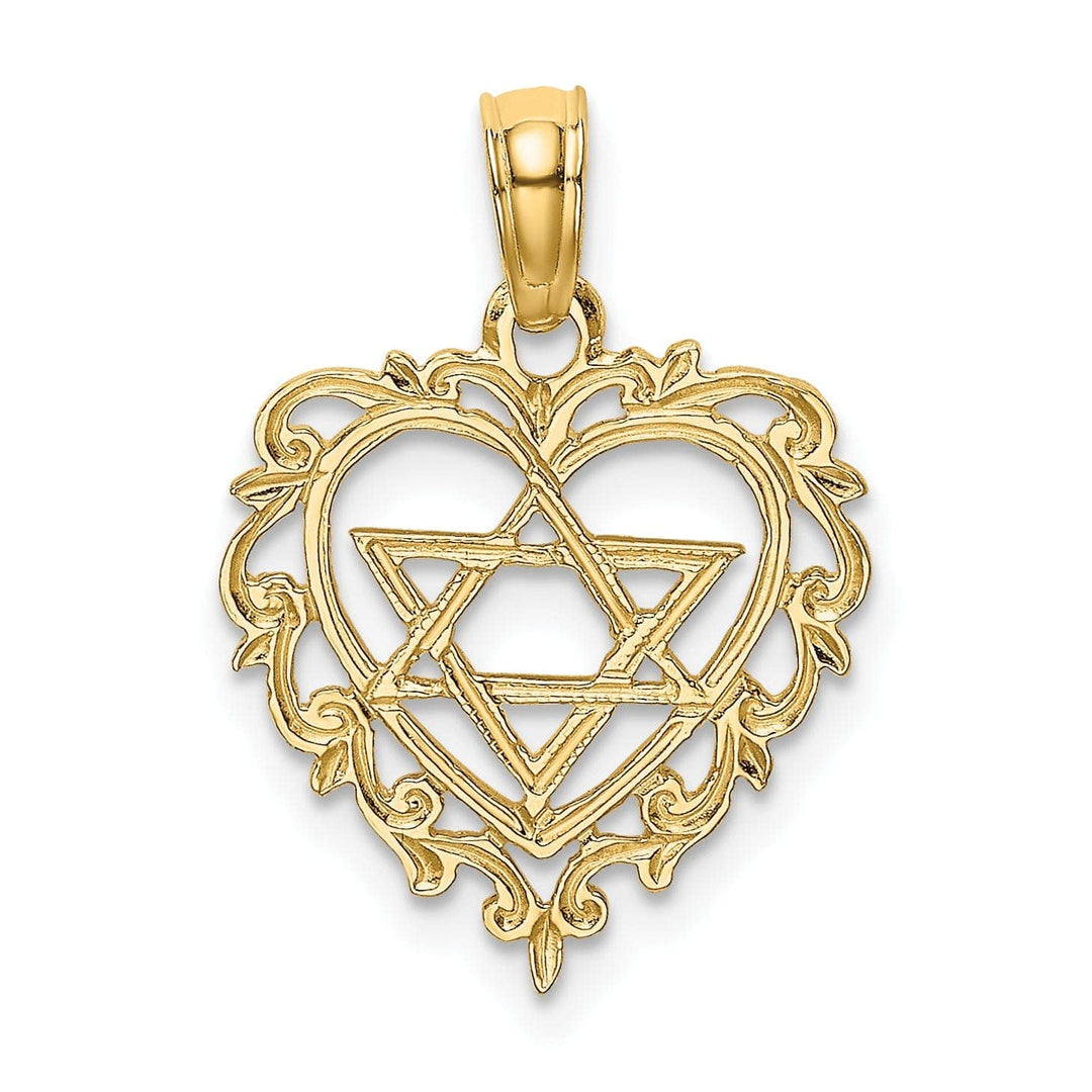 Lovely Rita's Pendants & Charms 14K Yellow Gold Polished Finish Star Of David In Heart Shape Pendant