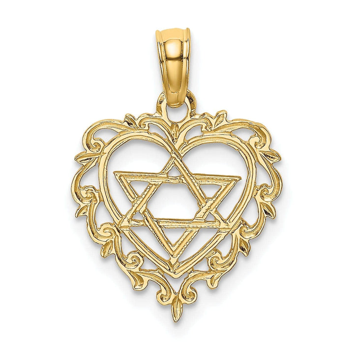 Lovely Rita's Pendants & Charms 14K Yellow Gold Polished Finish Star Of David In Heart Shape Pendant