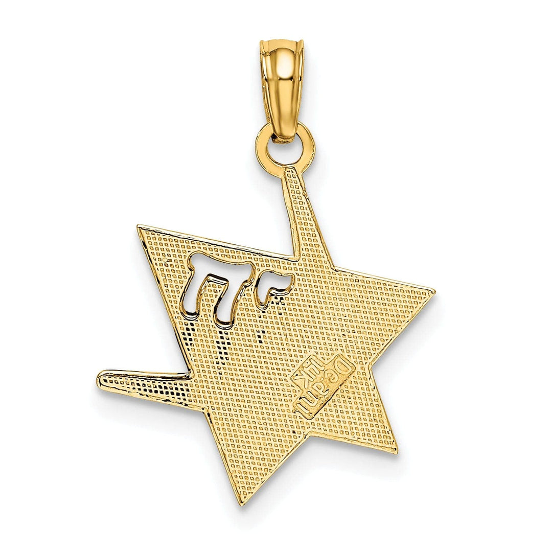Lovely Rita's Pendants & Charms 14K Yellow Gold Polished Finish Star Of David with Chai Design Pendant