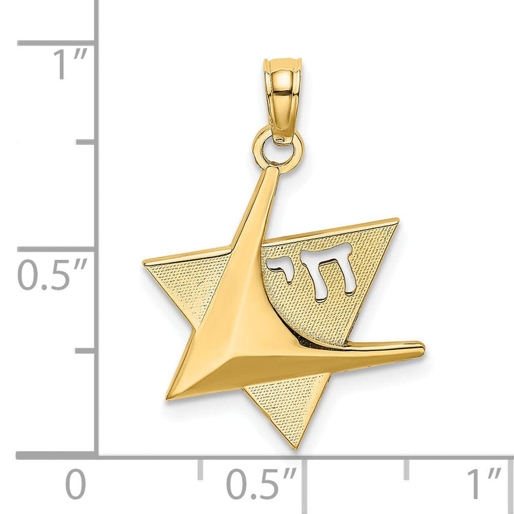 Lovely Rita's Pendants & Charms 14K Yellow Gold Polished Finish Star Of David with Chai Design Pendant