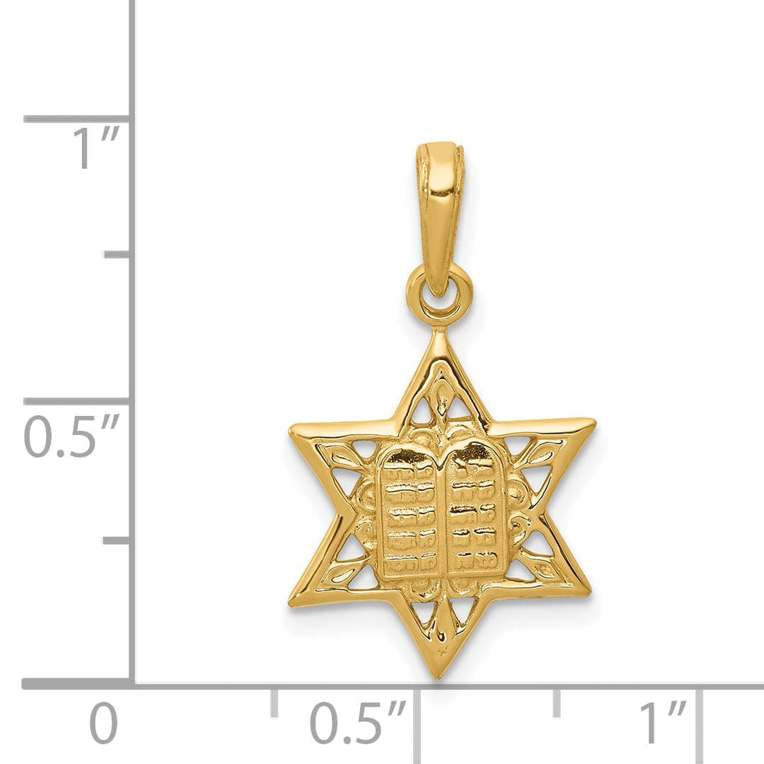 Lovely Rita's Pendants & Charms 14K Yellow Gold Polished Finish Star of David with Tablets in Center Pendant