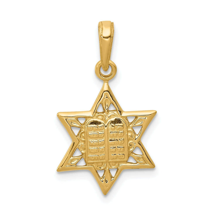 Lovely Rita's Pendants & Charms 14K Yellow Gold Polished Finish Star of David with Tablets in Center Pendant