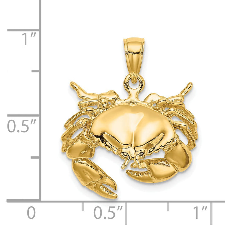 Lovely Rita's Pendants & Charms 14K Yellow Gold Polished Finish Stone Crab Facing Down Charm Pendant