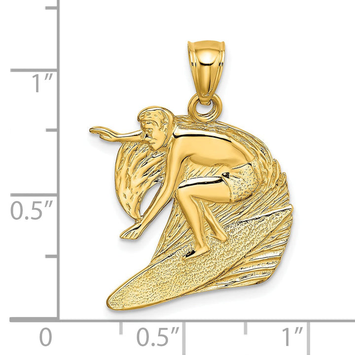 Lovely Rita's Pendants & Charms 14K Yellow Gold Polished Finish Surfer in Wave Pendant