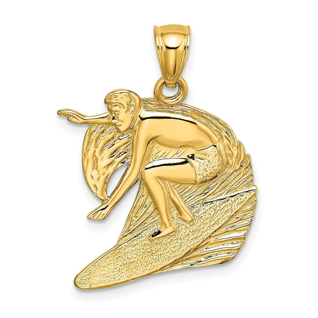 Lovely Rita's Pendants & Charms 14K Yellow Gold Polished Finish Surfer in Wave Pendant