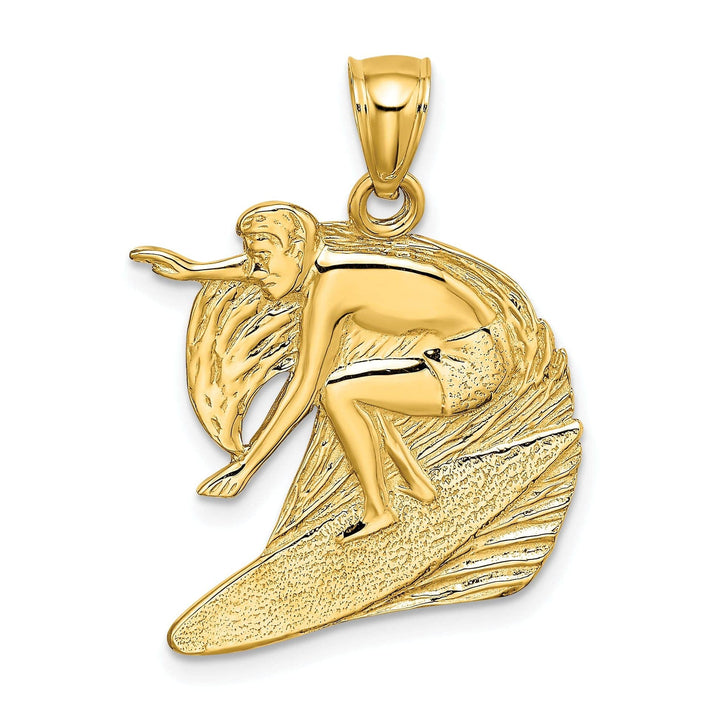Lovely Rita's Pendants & Charms 14K Yellow Gold Polished Finish Surfer in Wave Pendant