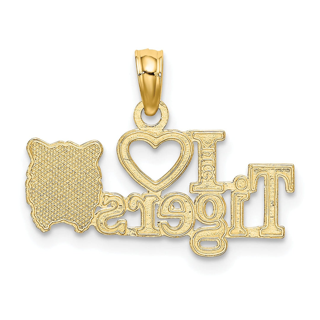 Lovely Rita's Pendants & Charms 14K Yellow Gold Polished Finish Talking I HEART TIGERS With Tiger Head Design Charm Pendant