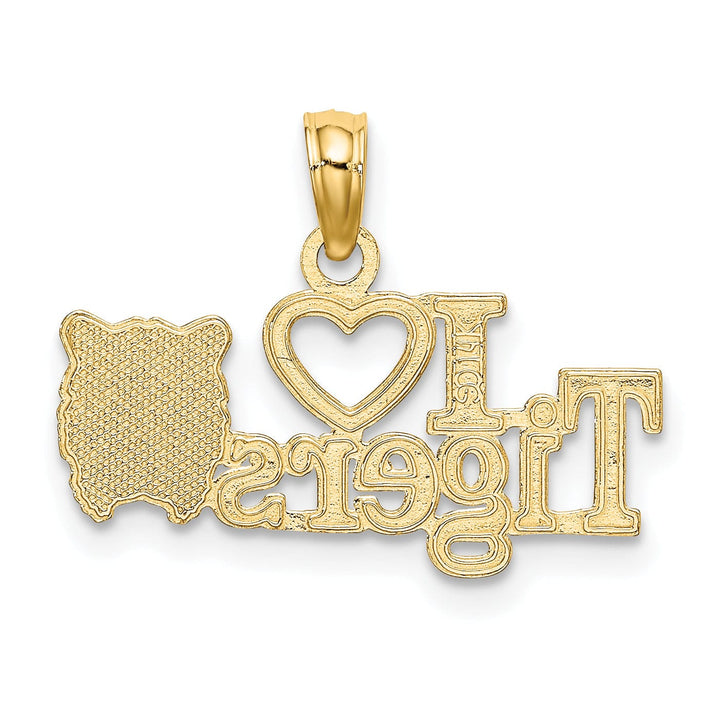 Lovely Rita's Pendants & Charms 14K Yellow Gold Polished Finish Talking I HEART TIGERS With Tiger Head Design Charm Pendant