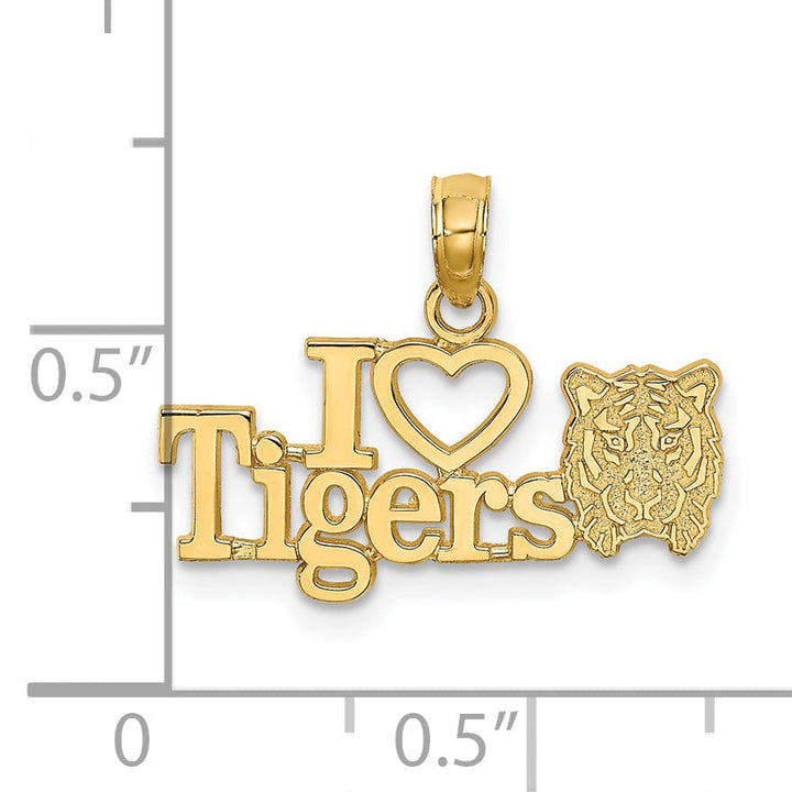 Lovely Rita's Pendants & Charms 14K Yellow Gold Polished Finish Talking I HEART TIGERS With Tiger Head Design Charm Pendant