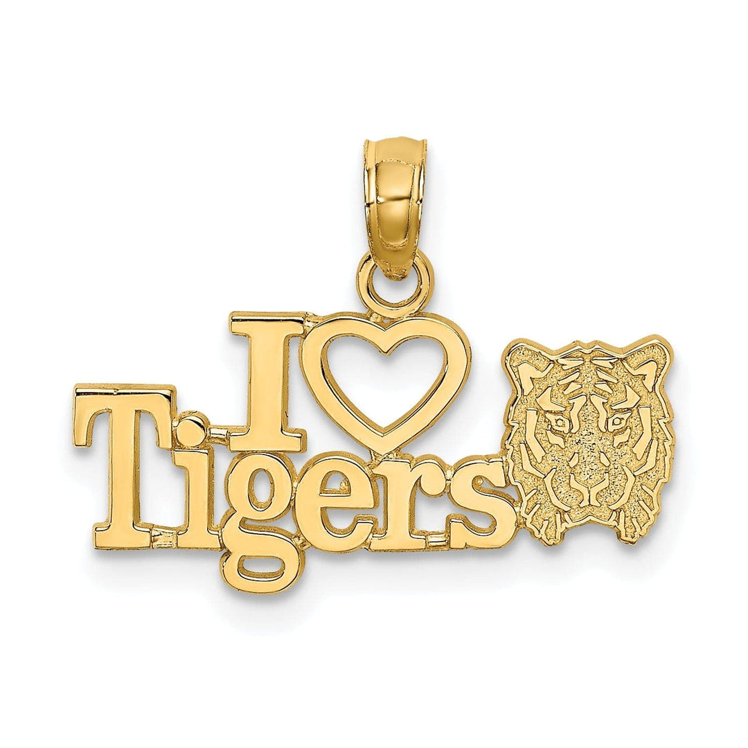 Lovely Rita's Pendants & Charms 14K Yellow Gold Polished Finish Talking I HEART TIGERS With Tiger Head Design Charm Pendant