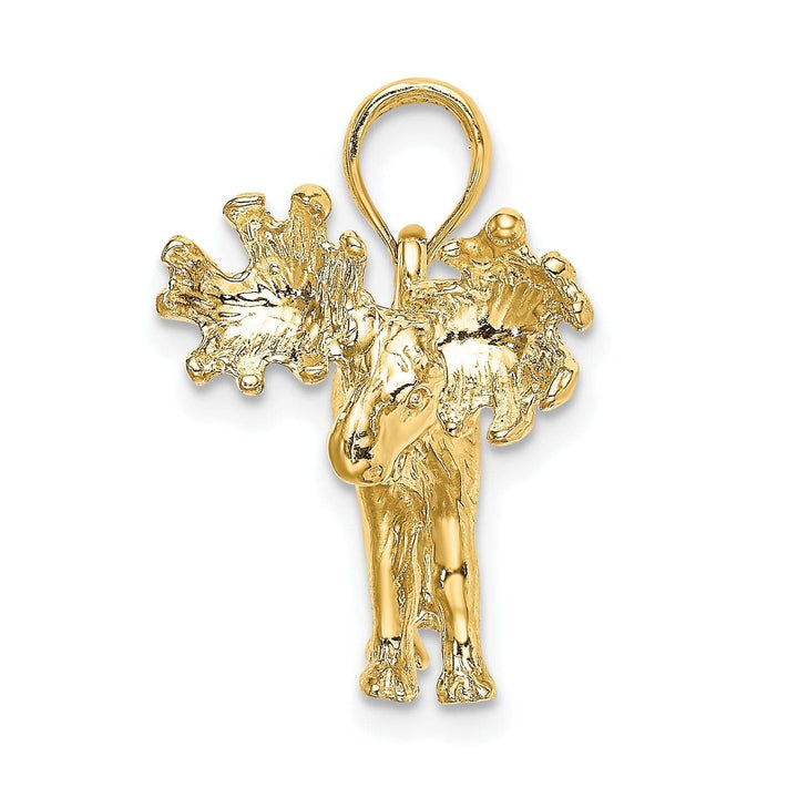Lovely Rita's Pendants & Charms 14K Yellow Gold Polished Finish Textured 3-Dimensional Moose Design Charm Pendant