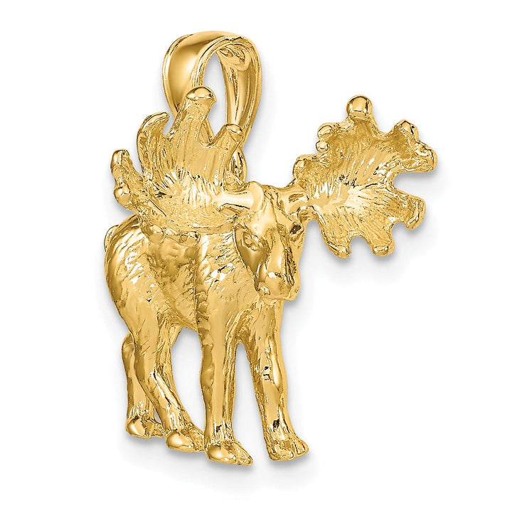 Lovely Rita's Pendants & Charms 14K Yellow Gold Polished Finish Textured 3-Dimensional Moose Design Charm Pendant