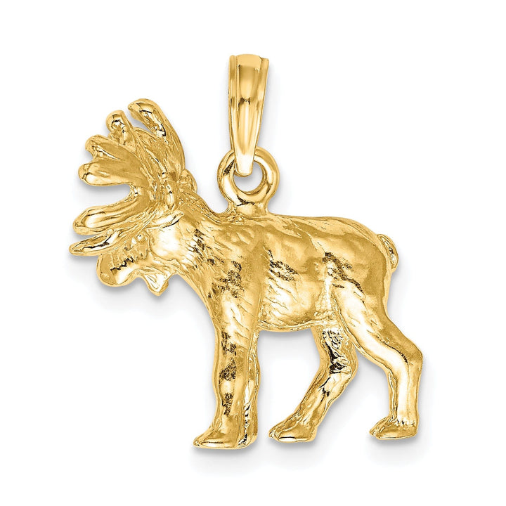 Lovely Rita's Pendants & Charms 14K Yellow Gold Polished Finish Textured 3-Dimensional Moose Design Charm Pendant