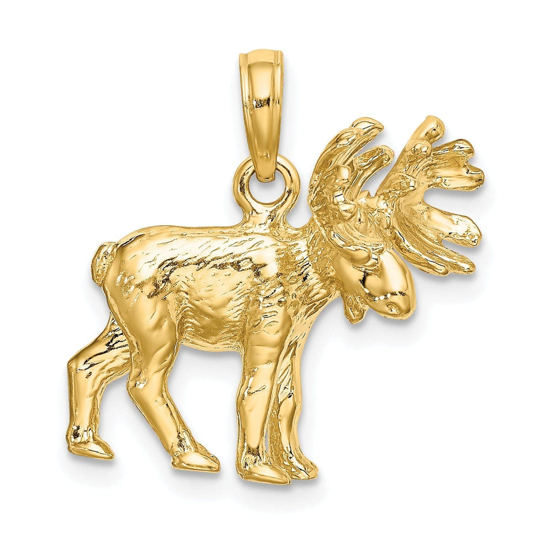 Lovely Rita's Pendants & Charms 14K Yellow Gold Polished Finish Textured 3-Dimensional Moose Design Charm Pendant