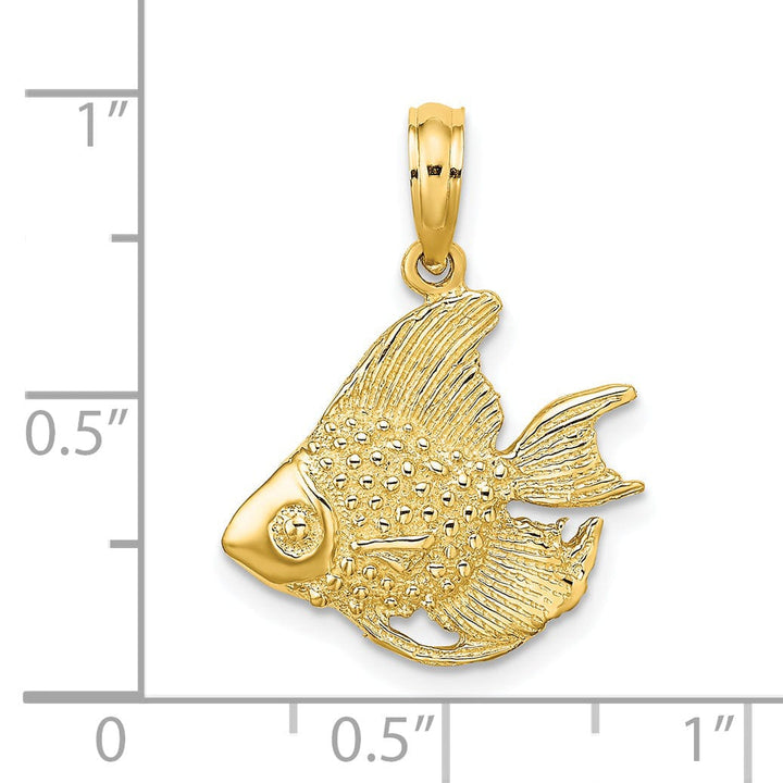 Lovely Rita's Pendants & Charms 14K Yellow Gold Polished Finish Textured Fish Design Charm Pendant