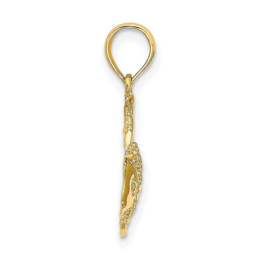 Lovely Rita's Pendants & Charms 14K Yellow Gold Polished Finish Textured Fish Design Charm Pendant