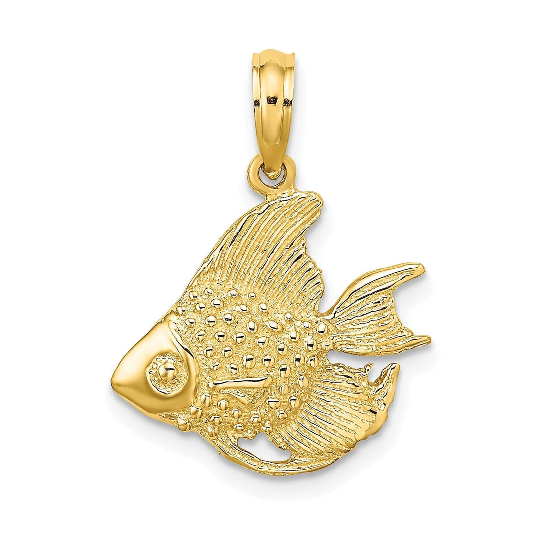 Lovely Rita's Pendants & Charms 14K Yellow Gold Polished Finish Textured Fish Design Charm Pendant