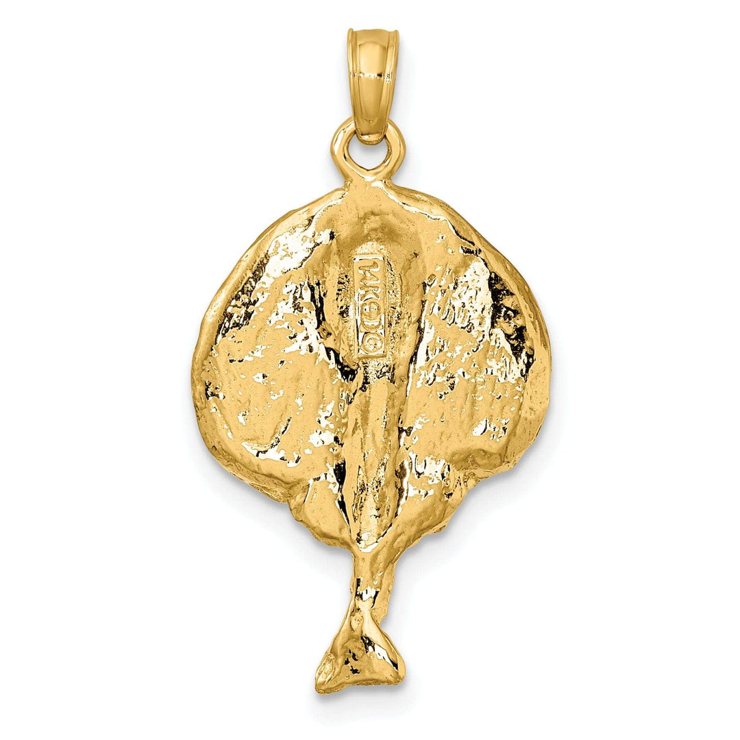 Lovely Rita's Pendants & Charms 14K Yellow Gold Polished Finish Textured Solid Casted Round Stingray Charm Pendant
