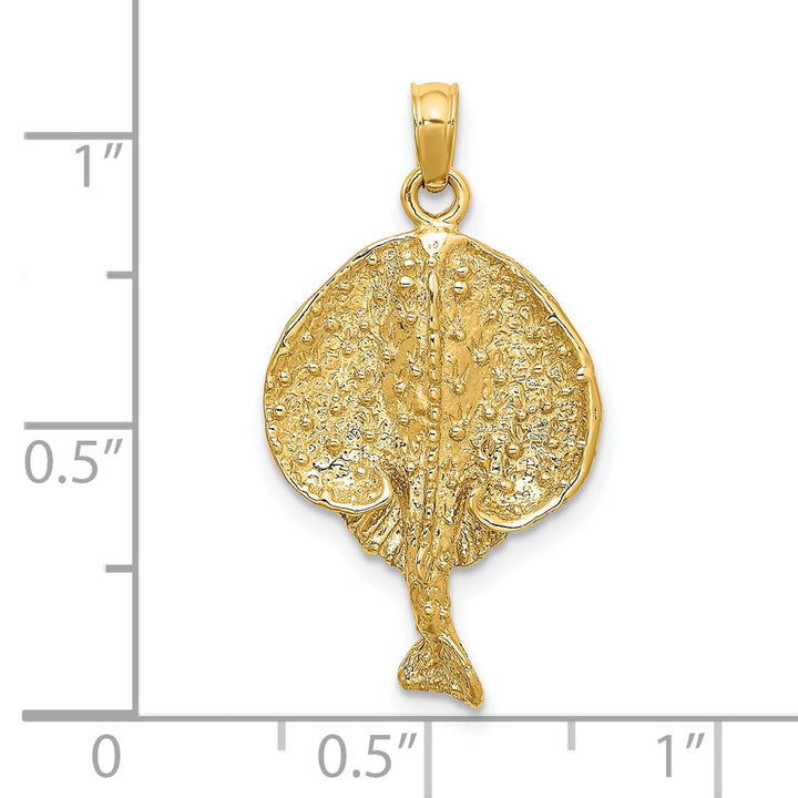 Lovely Rita's Pendants & Charms 14K Yellow Gold Polished Finish Textured Solid Casted Round Stingray Charm Pendant