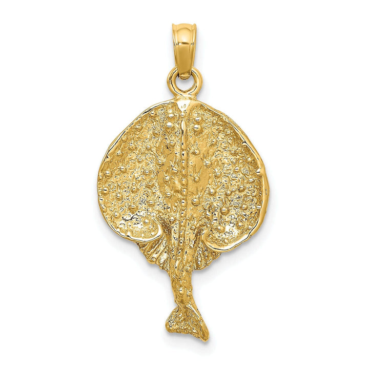 Lovely Rita's Pendants & Charms 14K Yellow Gold Polished Finish Textured Solid Casted Round Stingray Charm Pendant