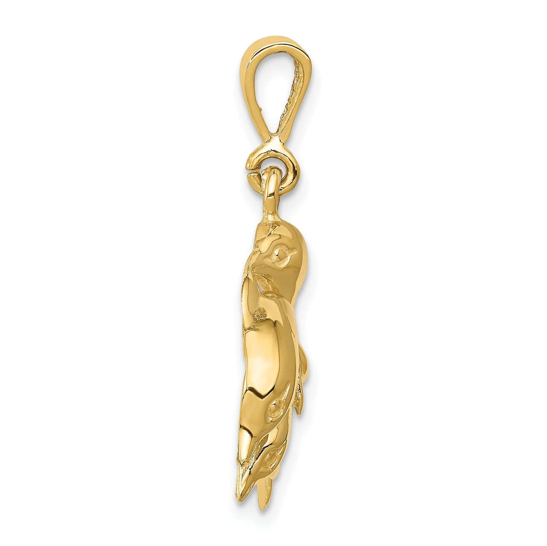 Lovely Rita's Pendants & Charms 14k Yellow Gold Polished Finish There Dolphins Design Charm Pendant