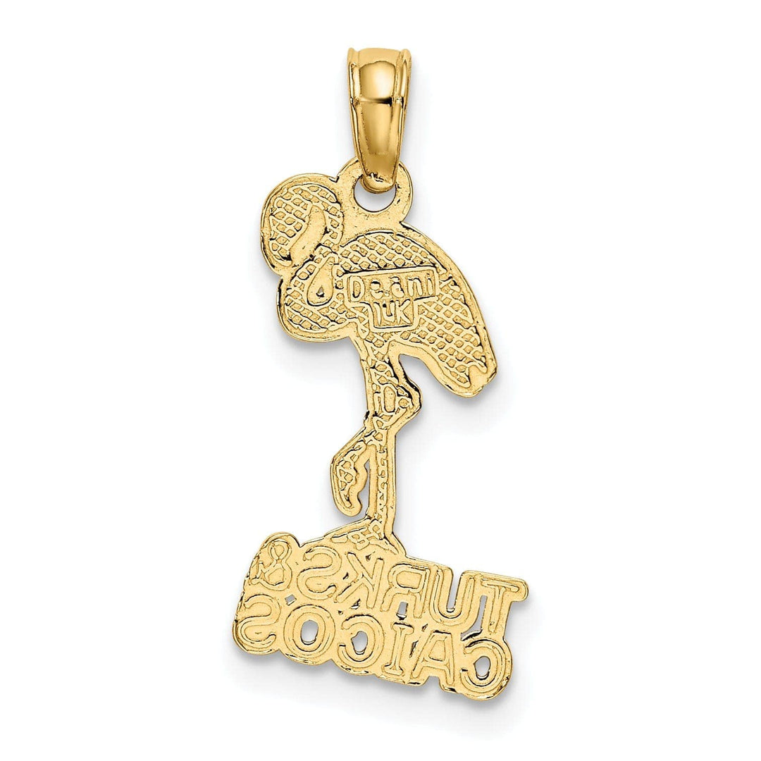 Lovely Rita's Pendants & Charms 14K Yellow Gold Polished Finish TURKS & CAICOS Under Flamingo Bird Charm Pendant