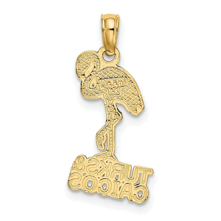 Lovely Rita's Pendants & Charms 14K Yellow Gold Polished Finish TURKS & CAICOS Under Flamingo Bird Charm Pendant