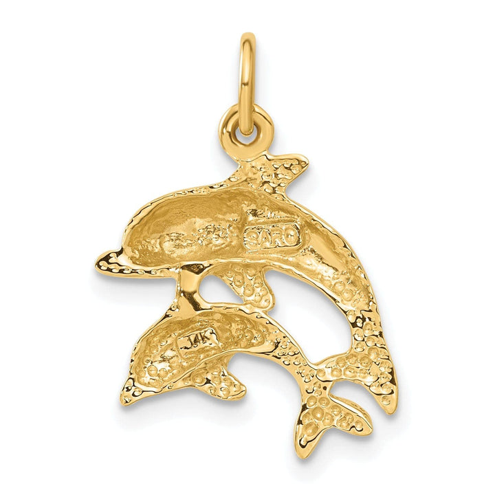 Lovely Rita's Pendants & Charms 14k Yellow Gold Polished Finish Two Dolphins Design Charm Pendant