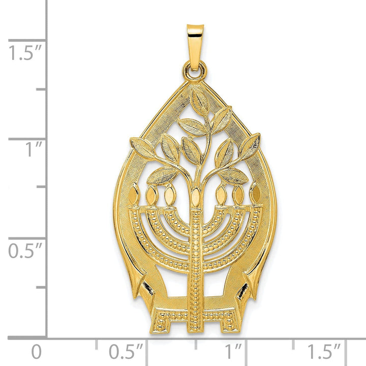Lovely Rita's Pendants & Charms 14k Yellow Gold Polished Finish Unisex Menorah Tree of Life Pendant