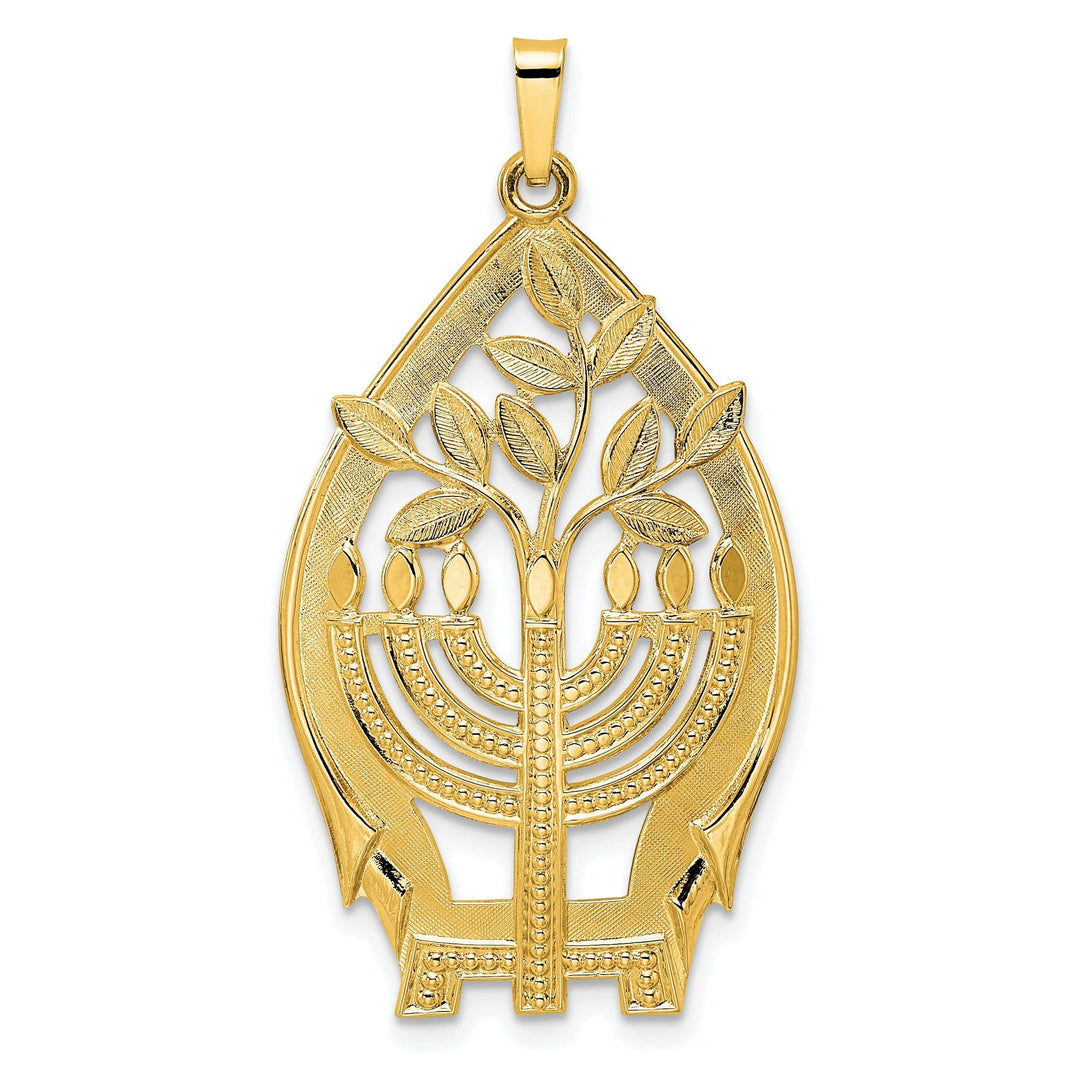 Lovely Rita's Pendants & Charms 14k Yellow Gold Polished Finish Unisex Menorah Tree of Life Pendant