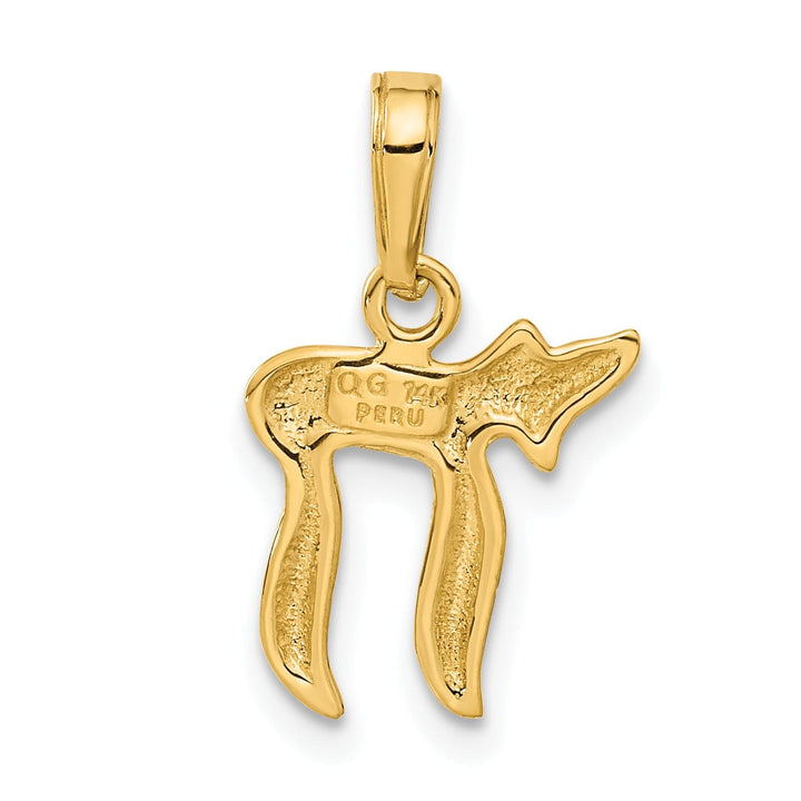 Lovely Rita's Pendants & Charms 14k Yellow Gold Polished Finish Unisex Solid Chai Design Charm Pendant