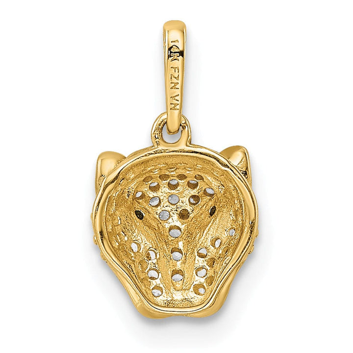 Lovely Rita's Pendants & Charms 14K Yellow Gold Polished Finish White Cubic Zirconia Lioness with Green Eye Stones Head Design Charm Pendant