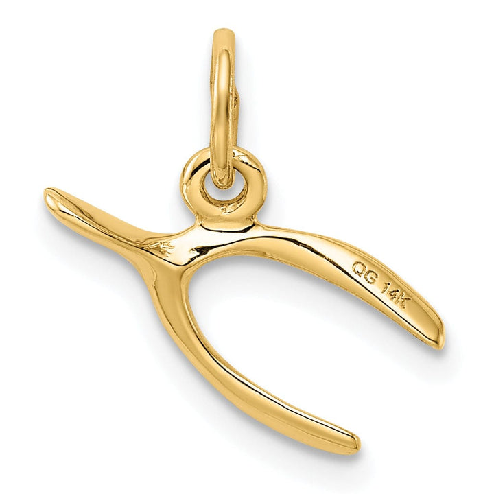 Lovely Rita's Pendants & Charms 14k Yellow Gold Polished Finish Wishbone Design Solid Charm Pendant