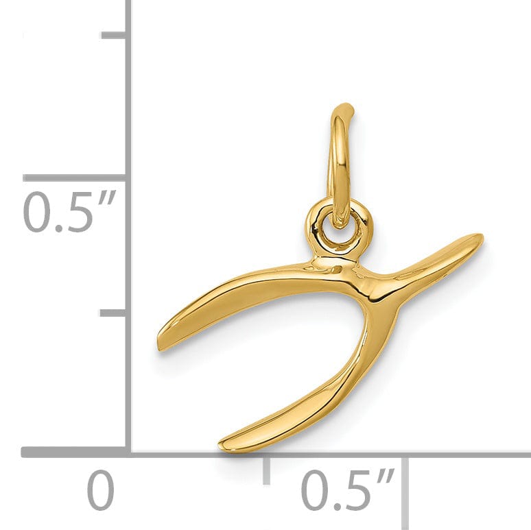 Lovely Rita's Pendants & Charms 14k Yellow Gold Polished Finish Wishbone Design Solid Charm Pendant
