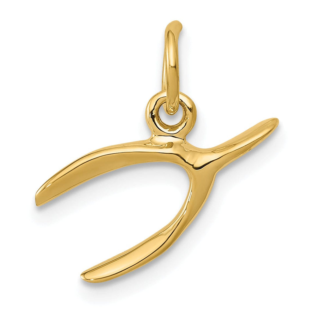 Lovely Rita's Pendants & Charms 14k Yellow Gold Polished Finish Wishbone Design Solid Charm Pendant