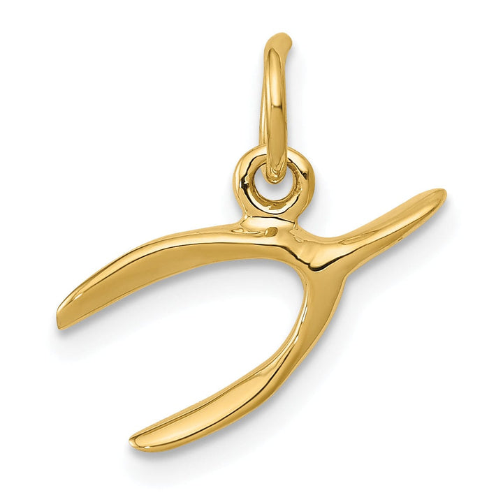 Lovely Rita's Pendants & Charms 14k Yellow Gold Polished Finish Wishbone Design Solid Charm Pendant