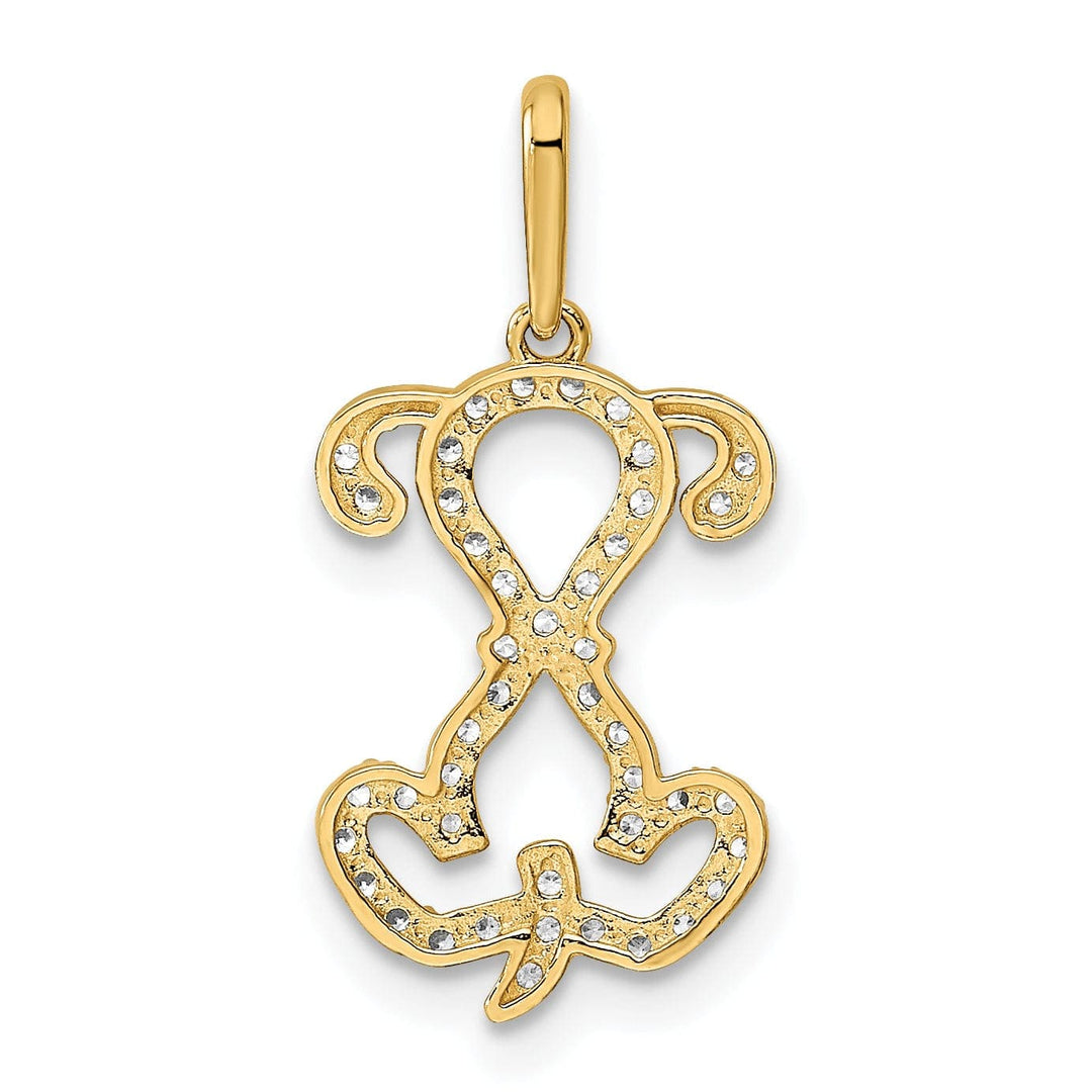 Lovely Rita's Pendants & Charms 14K Yellow Gold Polished Finish with Cubic Zirconia Puppy Sitting Outline womens Charm Pendant