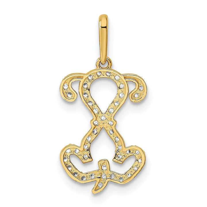 Lovely Rita's Pendants & Charms 14K Yellow Gold Polished Finish with Cubic Zirconia Puppy Sitting Outline womens Charm Pendant