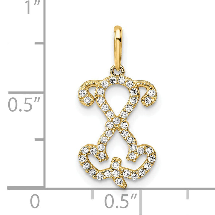 Lovely Rita's Pendants & Charms 14K Yellow Gold Polished Finish with Cubic Zirconia Puppy Sitting Outline womens Charm Pendant