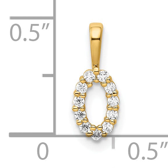 Lovely Rita's Pendants & Charms 14k Yellow Gold Polished Finish with Diamonds Number 0 Charm Pendant